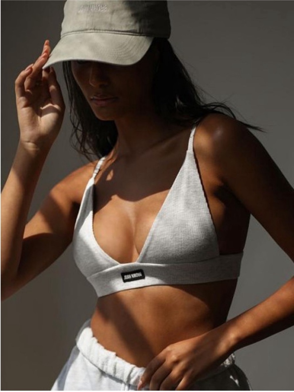 ICONIC JOAH BROWN  Ribbed Triangle Bralette in Dove Gray🕊️Size XS/S